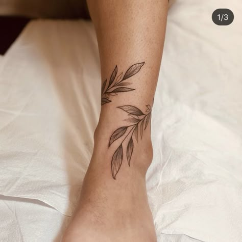 Tattoo Around Ankle Wraps, Wrap Leaves Tattoo, Wrapped Leaves Tattoo, Two Leaves Tattoo, Leaf Ankle Tattoo Wrap, Wrap Around Leaf Leg Tattoo, Leaves Around Leg Tattoo, Leaves Leg Tattoos Women, Small Tattoos Leaves