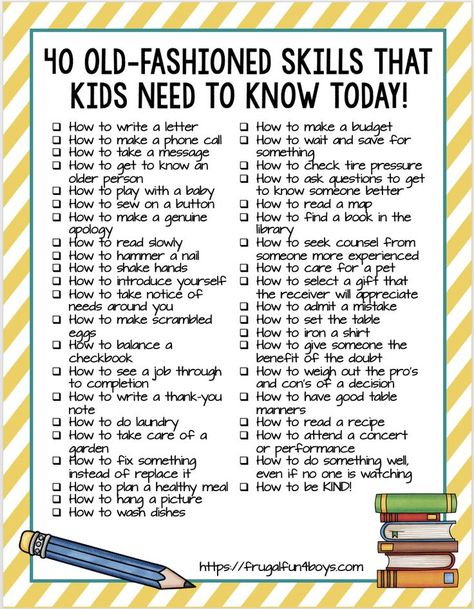 40 Old-Fashioned Skills that Kids Need to Know TODAY! - Timeless practical life skills that kids need to learn, many of which are being forgotten in our digital age. Life Skills Activities For Kids, Old Fashioned Skills, Uppfostra Barn, Spin Wheel, Chore Cards, Teaching Boys, Education Positive, Learning Tips, Mind Maps