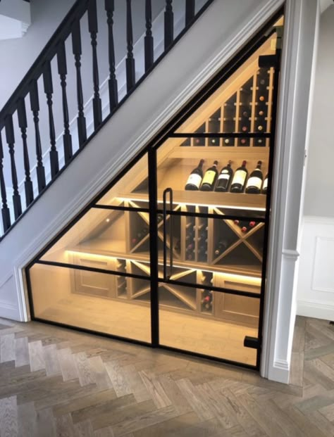 Wine Doors, Bar Under Stairs, Under Stairs Space, Under Stairs Storage Ideas, Under Stairs Wine Cellar, Stairs Storage Ideas, Room Under Stairs, Under Stairs Storage, Home Gym Flooring