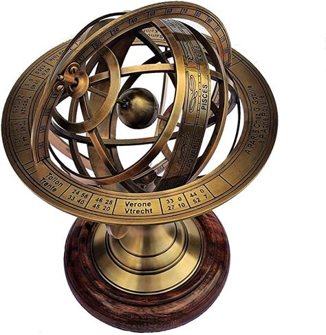 Celestial Globe, Armillary Sphere, Ship Decor, Clock Shop, Sand Casting, Wooden Base, Antique Finish, Wooden Doors, Decoration Table