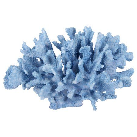 A Home Faux Coral, Blue Living Room Mantle, Coral Sculpture, Coral Decor, Coral Accents, Coral Design, A&b Home, Blue Coral, Coral Blue, Ocean Inspiration