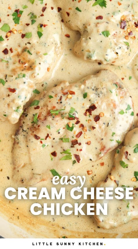 Easy Cream Cheese Chicken, Chicken Boneless Breast Recipes, Cream Cheese Sauce, Chicken Breast Recipes Baked, Easy Cream, Cheese Chicken, Cream Cheese Chicken, Simple Dinner, Cream Cheese Recipes