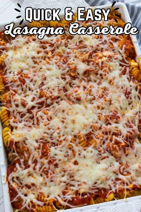 Quick and easy homemade lasagna casserole recipe - savor the cheesy goodness in no time. A delicious twist on a classic favorite for effortless comfort. We have swapped the cottage ricotta cheese in traditional lasagne with cottage cheese. Our version is made with tender pasta, ground beef, spices, jar spaghetti sauce, and three kinds of cheese. Easy Lasagna Casserole, Easy Lasagna Recipe With Ricotta, Quick Lasagna, Beef Spices, Spices Jar, Lasagna With Cottage Cheese, Easy Homemade Lasagna, Cottage Cheese Pasta, Dinner Party Dishes