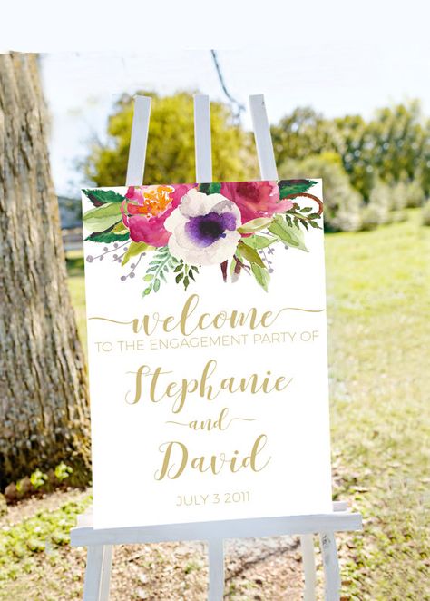 Engagement Party Signs & Banners Engagement Party Welcome Sign, Bridal Party Sign, Gold Wedding Signs, Engagement Banner, Welcome Sign Printable, Bridal Shower Tables, Wedding Photo Props, Gold Bridal Showers, Bridal Shower Welcome Sign