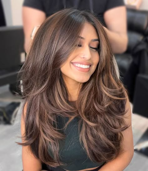 2024’s Top Layered Haircuts for Long Hair: Chic Trends & Styles Indian Hair Cuts, Long Hair With Layers, Haircuts For Long Hair With Layers, Haircut Inspo, Hair With Highlights, Haircuts For Wavy Hair, Long Layered Haircuts, Hair With Layers, Round Face Haircuts