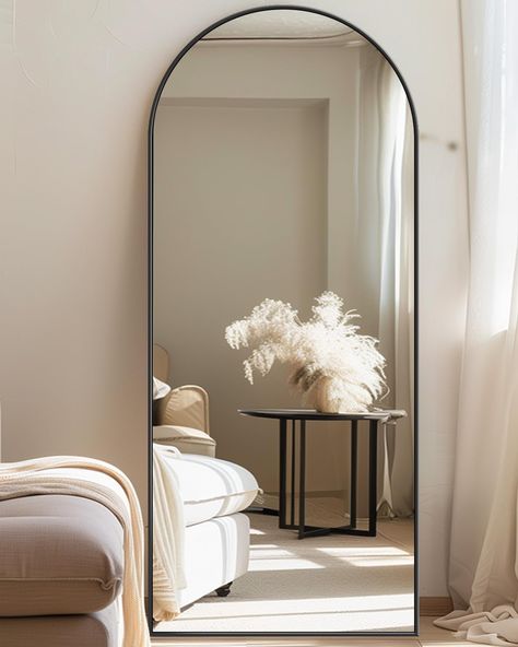 Long Wall Mirror Bedrooms, Big Standing Mirror, Vintage Arched Mirror, Full Length Floor Mirror In Bedroom, Tall Arched Mirror, Mid Century Floor Mirror, Mirror Floor, Fullbody Mirror, Large Mirror Bedroom