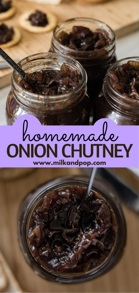 Red Onion Chutney Recipe, Onion Jam Recipe Canning, Red Onion Marmalade Recipe, Onion Chutney Recipes Indian, Christmas Chutney Recipes, Preserving Onions, Onion Marmalade Recipe, Sweet Chutney Recipe, Onion Relish Recipe