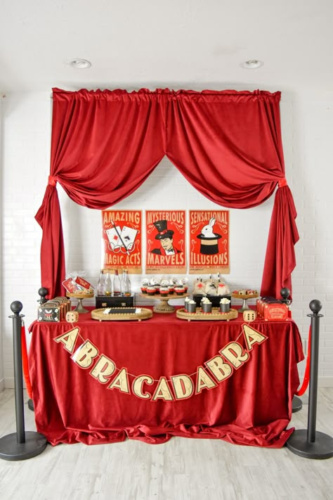 Kara's Party Ideas Magic Party with Vintage Flair | Kara's Party Ideas  #sponsored Magic Party Theme, Magician Birthday Party, Magician Party, Magic Birthday Party, Magic Birthday, Magic Theme, Magic Party, Vintage Magic, Magic Show