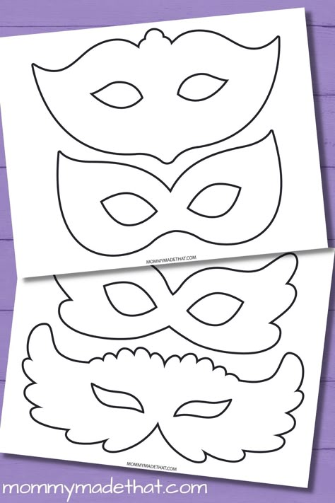 Masquerade and Mardi Gras Mask Templates (Free Printables) Mardi Gras Mask Templates, Carnival Masks For Kids Free Printable, Masquerade Mask Diy Prom, Mardi Gras Masks For Kids, Masquerade Mask Template Free Printable, Free Printable Mardi Gras Mask Template, Mardi Gras Masks Diy, Mardi Gras Printables Free, Mardi Gras Mask Ideas