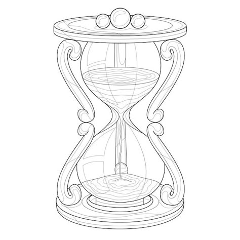 Money Hourglass Tattoo, Hour Glass Art, Hourglass Drawings, Hourglass Sketch, Time Drawing, Sand Clock Drawing, Hourglass Illustration, Hour Glass, Hour Glass Designs