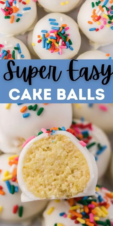 Looking for an easy cake balls recipe? Learn how to make Cake Balls.  It is the perfect dessert for parties and any holidays! You will love this easy cake balls recipe that are perfect for any occasion. #eatingonadime #dessertrecipes #cakerecipes #cakeballs Vanilla Cake Balls, Christmas Cake Balls, Cake Balls Recipe, Cake Pop Recipe Easy, Easy Vanilla Cake, Cake Ball Recipes, Cake Mix Recipe, Cake Inside, Cake Mix Ingredients