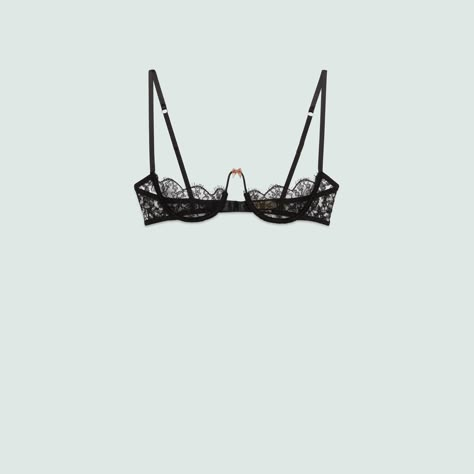 Floral lace bra in black | GUCCI® PL Luxury Lace Daywear Intimates, Luxury Lace Intimates With Delicate Straps, Luxury Delicate Lace Bra, Luxury Black Mesh Intimates, Luxury Black Lace Intimates, New York Projects, Lingerie For Women, Gucci Floral, Lingerie Sets