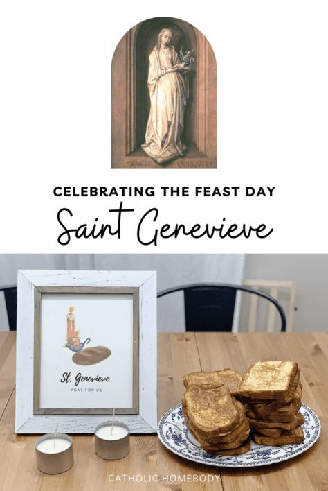 Saint Genevieve, St Josephine Bakhita, Catholic Core, Devotional Ideas, Catholic Kids Activities, Catholic Feast Days, Catholic Traditions, Activities To Do With Kids, St Genevieve