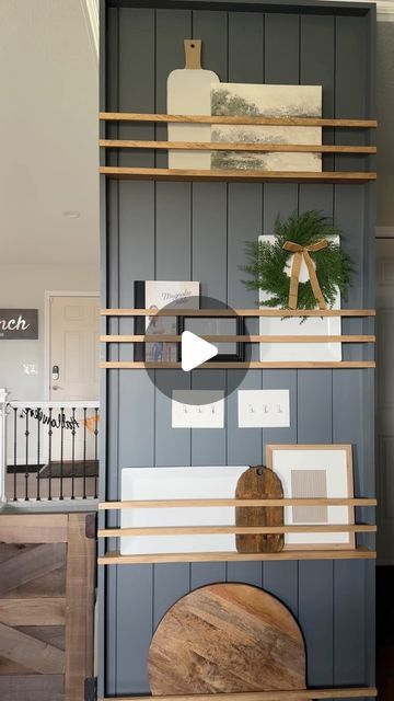 Sierra Otto • Home & DIY on Instagram: "Transform your kitchen with this stunning DIY shiplap plate rack! Declutter your cabinets and display your serving trays. Inspiration from @simplyalignedhome and @newbuild_newlyweds. #diy #diyproject #kitchendecor #kitcheninspiration #homestyle #shiplap" Side Shelves On Kitchen Cabinets, Kitchen Display Rack, Wall Spice Rack Ideas Diy Kitchen, Shiplap Wall Shelves, Wall Plate Rack Diy, Diy Kitchen Shelf Ideas, Shiplap Plate Rack Wall, Kitchen Plate Display, Diy Plate Rack Wall Display