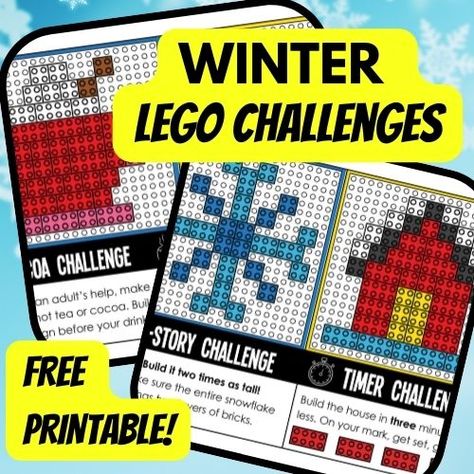 Thanksgiving Lego Challenge, Winter Lego Challenges, Lego Challenge Cards, Lego Stem Challenge, Lego Card, Lego Engineering, Christmas Stem Activities, Winter Stem Activities, Christmas Lego