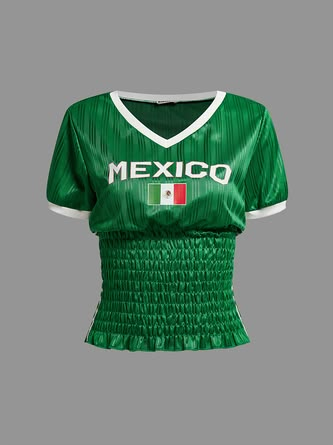 Cheap Green Jersey Tops, Cheap Green Tops With Graphic Design, Green Y2k Style T-shirt, Cheap Sorority Short Sleeve T-shirt, Cheap Green Y2k T-shirt, Cheap Collegiate Sleeveless Jersey, Luxury Green Designer Tops, Cheap Green Screen Print Tops, Cheap Green Tops For Cheerleading