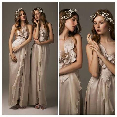 Greek goddess inspired bridesmaids dresses Greek Goddess Wedding Theme, Greek Goddess Dress Gowns, Grecian Bridesmaid Dress, Greek Wedding Theme, Marriage Clothes, Rome Style, Greek Dress, Greek Goddess Dress, Fairytale Forest