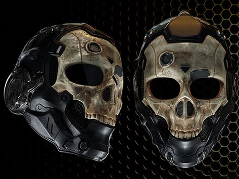 Cyberpunk Skull Mask, Scifi Helmet, Masks Full Face, Full Face Masks, Skeleton Mask, Skull Helmet, Helmet Concept, Cosplay Helmet, Skull Face Mask