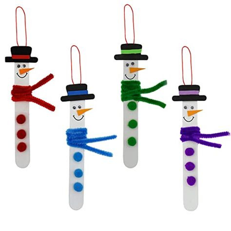 4E's Novelty Christmas Snowman Stick Ornament Craft Kit (12 Pack) Bulk Christmas Crafts for Kids Toddlers 2-4 4-8 DIY Winter Arts and Craft Kit Activity Project Crafting Activities, Easy Holidays Crafts, Christmas Crafts For Toddlers, Ornament Craft, Preschool Christmas Crafts, Party Crafts, Kids Christmas Ornaments, Christmas Craft Kit, Christmas Arts And Crafts