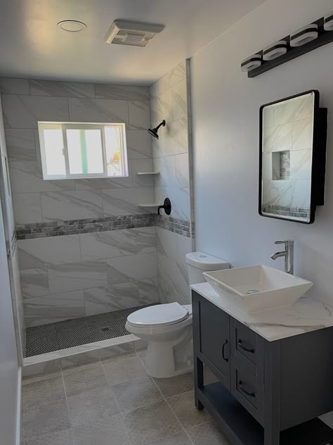 Small Bathroom Remodel With Window, Comfort Room Tiles Small Bathrooms, Small Bathroom Remodel Ideas On A Budget, Small Bathroom Remodel Ideas 2024, Modern Restroom Ideas, Vanity Ideas For Small Bathrooms, Small Grey Bathroom Ideas, Bathroom Interior Tiles, Baño Pequeño Ideas