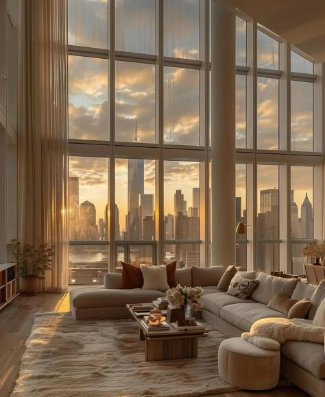 Dream Penthouse NYC 📍 🌆 Penthouse Apartment Aesthetic, Dream Penthouse, Appartement New York, Penthouse Aesthetic, Penthouse Living Room, Nyc Penthouse, Penthouse Living, New York Penthouse, Apartment View