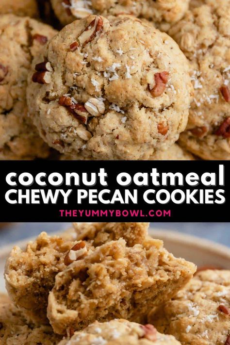 Chewy Coconut Oatmeal Dishpan Cookies, Oatmeal Raisin Coconut Cookies Chewy, Coconut Oil Oatmeal Cookies, Coconut Pudding Cookies, Island Cookies Recipe, Oatmeal Coconut Raisin Cookies, Coconut Almond Oatmeal Cookies, Coconut And Oatmeal Cookies, Oatmeal Cookies With Pecans