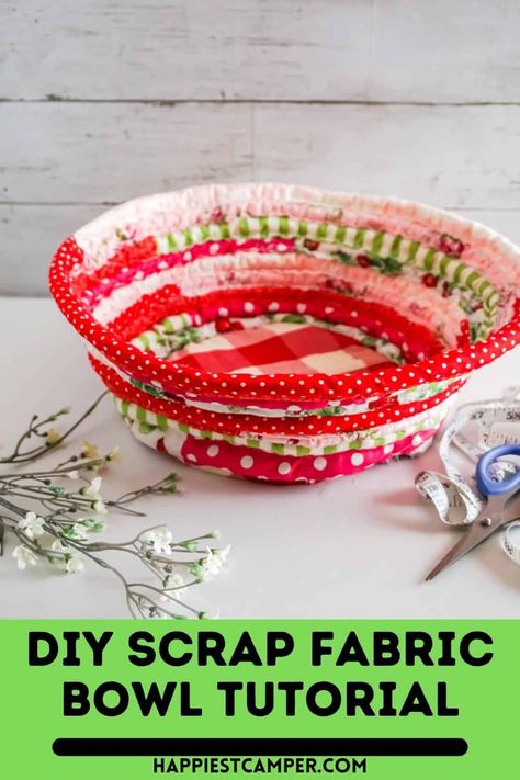 Scrap Fabric Bowls, Making Fabric Bowls, How To Make Fabric Bowls Diy, Cloth Bowls How To Make, Fabric Bowl Covers How To Make, Fabric Bowls Diy, Fabric Bowls Pattern Free, Rope Bowls Diy How To Make, Fabric Bowls Pattern