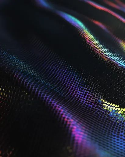 ↑↑↑ Larger size on website 🔸 A close-up of a black, iridescent fabric with a textured pattern of small circles. The fabric is sli 🔸 From Midjourney AI Image Dark Iridescent Aesthetic, Setting Aesthetic, Jaehaera Targaryen, Moodboard Fashion, Deep Winter Colors, Iridescent Fabric, Iridescent Black, Black Iridescent, Dragon Wall