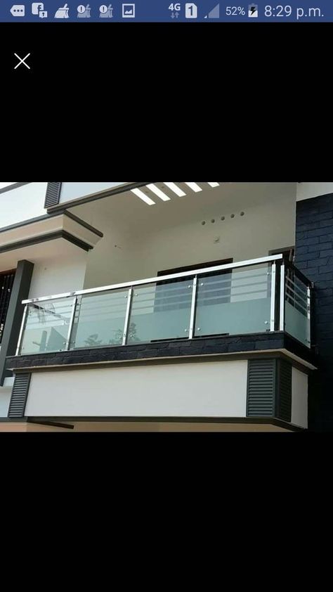 Modern & Latest Balcony Glass Railing Design | Decorate Your Balcony Like This | Home Decor Ideas Balcony Railing Design Glass And Steel, Frosted Glass Balcony Railing, Glass Relling Design Stairs, Balcony Glass Design Exterior, Balcony Glass Grill Design, Front Grill Design Balcony, Glass Steel Realing, Ralling Glass Designs Balcony, Elevation Glass Railing