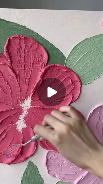 June on Instagram: "Thick-textured flower painting" Acrylic Thick Painting, Diy Flowers Painting, Thick Acrylic Flower Painting, Diy Textured Wall Art Flowers, How To Paint Textured Flowers, Textured Painting Flowers, Spackle Art Canvases, Painting With Plaster On Canvas, Flower Texture Art