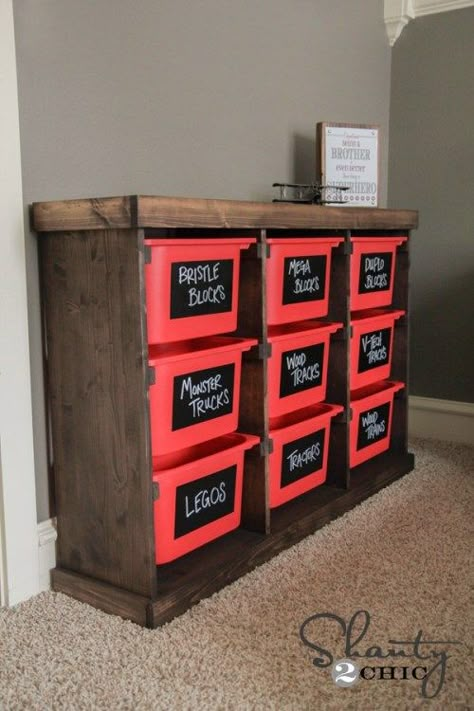 Toy Box Plans, Creative Toy Storage, Toy Storage Units, Diy Toy Storage, Toy Storage Solutions, Toys Storage, Organisation Hacks, Rustic Storage, Kids Room Organization