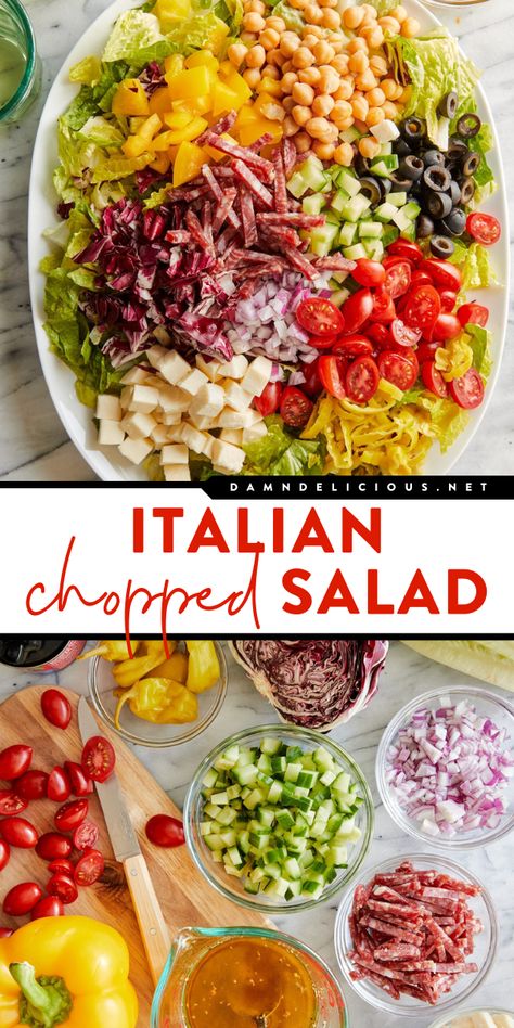 Looking for springtime dinner ideas? This chopped salad recipe is an easy spring meal! Not only is chopped Italian salad colorful and vibrant, but it also tastes so good from a red wine dressing! Chopped Salad Recipe, Vinegar Salad, Chopped Salad Recipes, Italian Chopped Salad, Red Wine Vinaigrette, Fresh Salad Recipes, Best Salad Recipes, Italian Salad, Salad Pasta