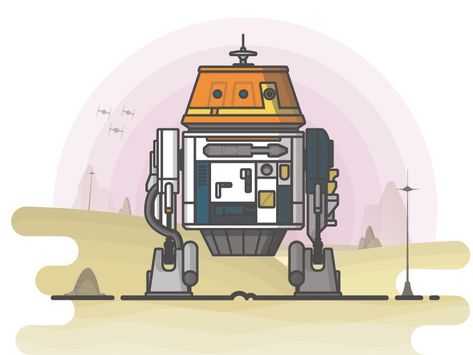 Simple Robot Design, Chopper Star Wars Rebels, Chopper Star Wars, Chopper Tattoo, Simple Robot, Vector Robot, Space Family, Robot Illustration, Illustration Simple