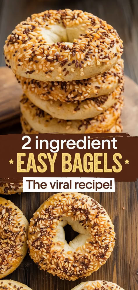 Make these delicious 2-ingredient bagels at home! No yeast, no boiling—just quick and easy breakfast perfection. Easy Bagels, 2 Ingredient Bagels, How To Make Bagels, Healthy Bagel, Bagel Recipe Easy, Celiac Diet, Blueberry Bagel, Cinnamon Raisin Bagel, Bagels Recipe