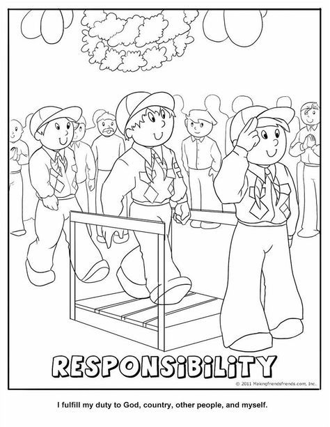 Cub Scout Responsibility Coloring Page | cub scouts- tiger Cub Scout Coloring Pages, Scout Coloring Pages, Cub Scout Motto, Boy Scout Activities, Beaver Scouts, Cub Scouts Wolf, Cub Scouts Bear, Tiger Scouts, Cub Scouts Tiger