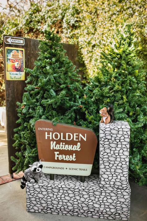 Vintage National Park/Camping Themed 3rd Birthday "Holden National Park" | CatchMyParty.com Camping Birthday Party Ideas, Vintage National Park, Camping Theme Birthday Party, Camping Theme Birthday, Indoor Camping, Smokey The Bear, Camping Photo, Camping Theme Party, Park Birthday