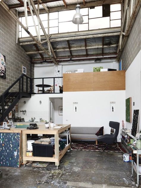 Warehouse Art Studio, Fred Fowler, Warehouse Studio, Art Studio Space, Artist Loft, Loft Studio, Artistic Space, Studio Room, Industrial Loft