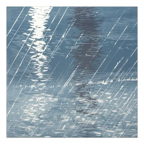 Michael Mazur Rain on Water 2009 Woodcut Image/paper size:  25 x 25 3/8 inches  (63.5 x 64.5 cm) Edition of 25 Signed, numbered and titled on reverse in graphite with blind estate stamp Rain On Water, Drawing Rain, Rain Animation, Rain Painting, Rain Art, Water Aesthetic, Water Drawing, Image Paper, Architecture Design Drawing