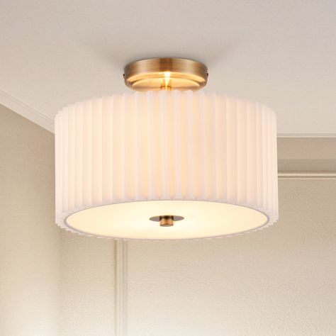 Willa Arlo Interiors Pelayo Fabric Semi Flush Mount & Reviews | Wayfair Nursery Light Fixture, Aesthetic Lamp, Laundry Room Lighting, Hall Lighting, Nursery Lighting, Loft Space, Bedroom Light Fixtures, Ceiling Lights Living Room, Bedroom Ceiling Light