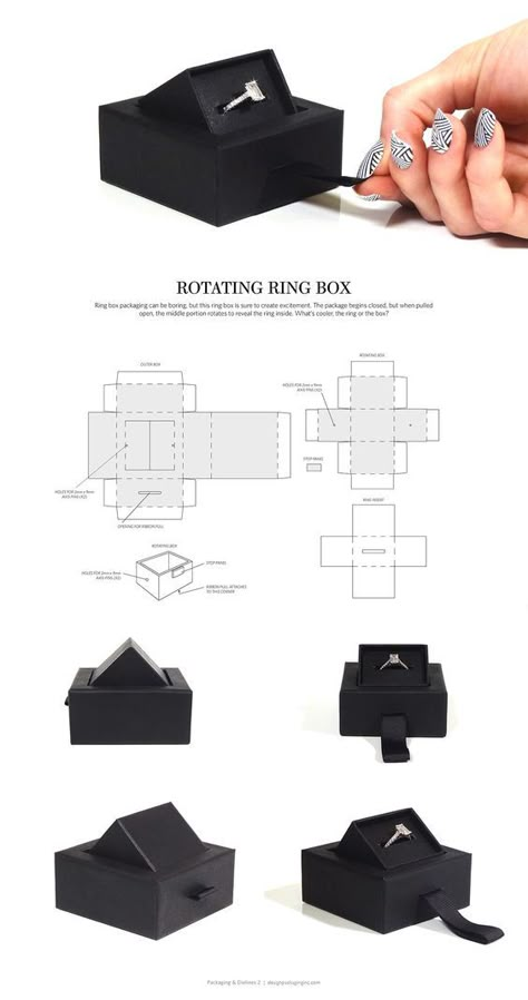 Related image Origami Kutu, Packaging Dielines, Ring Packaging, Jewelry Packaging Design, Rotating Ring, Jewelry Packaging Box, Jewerly Boxes, Packaging Template, Gift Box Template