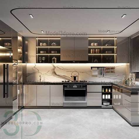 Kitchen 3d model free - 3D models - Free 3D Models - 3d model - Free 3d Kitchen 3d Design, Kitchen Interior Design Modern Luxury, Modern Elegant Kitchen, Kitchen Interior Modern Luxury, Modern Kitchen Design Images, Luxury Kitchen Design Modern Interiors, Kitchen Luxury Modern, Model Kitchen Design, Luxury Houses Kitchen