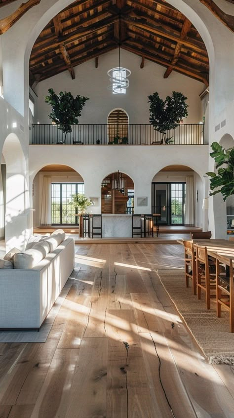 If I Designed an Abandoned Church — Living Bright Interiors Spanish Barndominium Ideas, Ranch Mediterranean Homes, Grand Ceiling Design, Tiles For Floor Interior Design, Unique Home Renovations, Older House Interior Design, Old Home Character, Floral House Aesthetic, Hill Country Interior Design