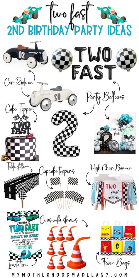 Too Fast 2nd Birthday, Racing 2nd Birthday, 2nd Cars Birthday Party, 2 Fast 2 Furious Birthday Party Games, Two Year Old Car Birthday Party, 2 Fast Birthday Party Blue, Race Car Theme 2nd Birthday, 2 Fast Birthday Party Favors, 2 Fast Birthday Cupcakes