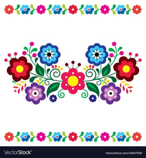 Mexican Flowers Illustration, Painting Mexican Flowers, Mexican Floral Pattern Flower Embroidery, How To Draw Mexican Flowers, Traditional Mexican Embroidery Patterns, Traditional Mexican Pattern Design, Mexican Art Inspiration, Mexican Designs Pattern, Mexican Floral Art