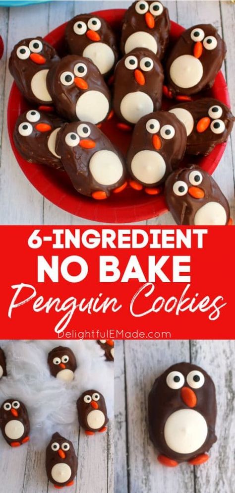 Penguin Snacks, No Bake Christmas Cookies, Bake Christmas Cookies, Themed Baking, No Bake Christmas, Penguin Cookies, Truffle Cookies, Christmas Baking Cookies, Christmas Appetizer