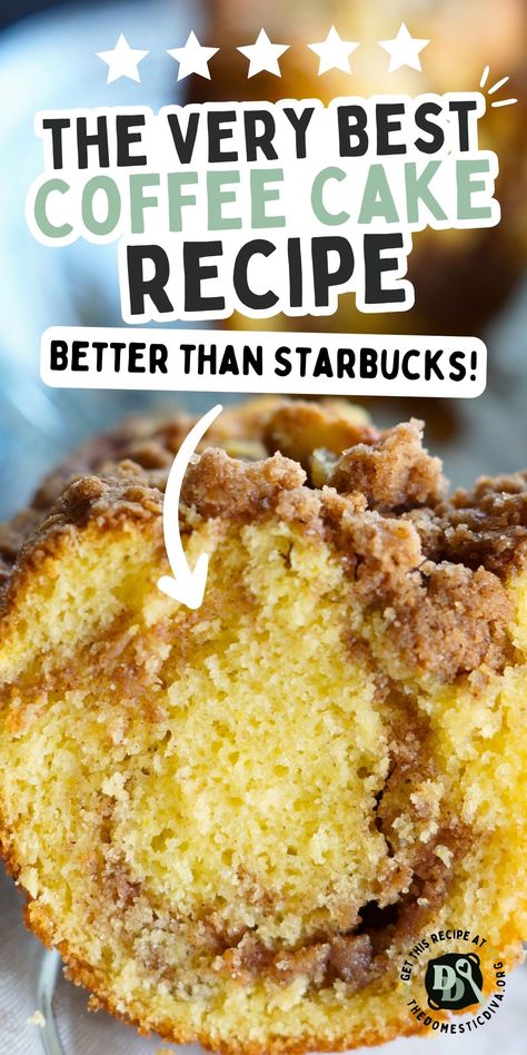 Best ever coffee cake recipe using yellow box cake mix. Better than Starbucks, the ultimate copycat recipe full of cinnamon flavor baked in a bundt pan without sour cream or buttermilk topped with a crumb topping. Cinnamon Streusel Bundt Cake Recipes, Coffee Cake Sallys Baking, Best Cinnamon Coffee Cake, Easy Coffee Cake With Yellow Cake, Bus Quick Velvet Crumb Coffee Cake, The Best Coffee Cake Ever, Easy Coffee Cake Recipes Simple Breakfast, Coffee Cake With Yellow Cake Mix Boxes, Box Cake Coffee Cake