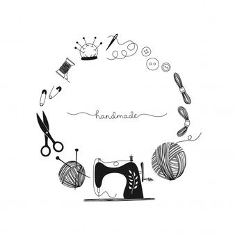 Frame hand drawn needlework concept, sewing machine, vintage, seamstress, handmade. black-white illustration. | Premium Vector Craft Logos Ideas, Sewing Vector Logo, Image Couture, Sewing Images, Sewing Machine Drawing, Sewing Tattoos, Lézervágott Fa, Sewing Logo Design, Sewing Machine Vintage