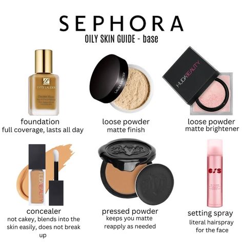 Sephora VIB sale oily skin guide. These are my personal favorites! I have very oily skin and in our humidity my face can last all day long with minimal touch ups. . 🧸 @esteelauder double wear . 🤍 @hudabeauty loose powder and faux filter concealer . 🍓 @onesize setting spray.. I’m tellin you hairspray + face! . 💌 @kvdbeauty pressed powder .. .. #sephorasavingsevent #sephorasale2024 #sephora #lauramercier #hudabeauty #esteelauder #onesize #kvdbeauty #oilyskin #makeup #makeupguide #makeuplover ... Sephora Setting Spray, Huda Beauty Setting Powder, By Terry Hyaluronic Hydra Powder, Huda Beauty Foundation, Sephora Perfume Sampler, Double Wear Foundation, Beauty Marketing, Double Wear, Makeup Guide