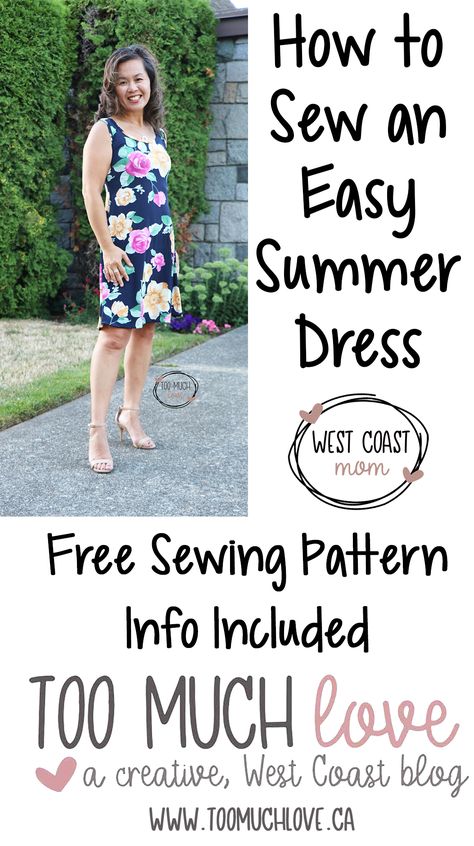 How to Sew an Easy Summer Dress. Pattern review of a FREE pattern. Womens Sundress Pattern, Free Pattern Summer Dress, Easy Sundress Pattern Women, Sundress Patterns For Women Easy, Easy Summer Dress Patterns Free, Easy Summer Dresses To Sew, Simple Sun Dress Pattern Free, Mini Dress Pattern Free, Simple Sundress Pattern Free