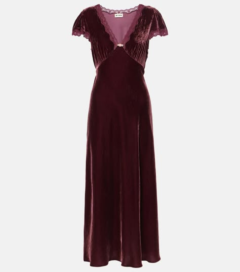 Clean Goth, Burgundy Midi Dress, Whimsy Goth, Velvet Midi Dress, Lace Trims, Midi Length Skirts, Flowy Skirt, Clothing Styles, Romper With Skirt